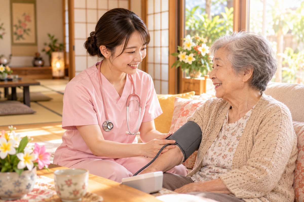自宅で訪問看護を受ける様子